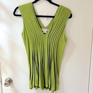 Michael Kors Lime Green Pleated Sleeveless Tank Top